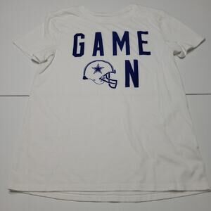 Dallas Cowboys Tee Womens Graphic Shirt Blue White Crew Neck Game On Helmet Top
